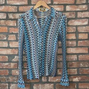 90s missoni inspired vintage tight knit button down